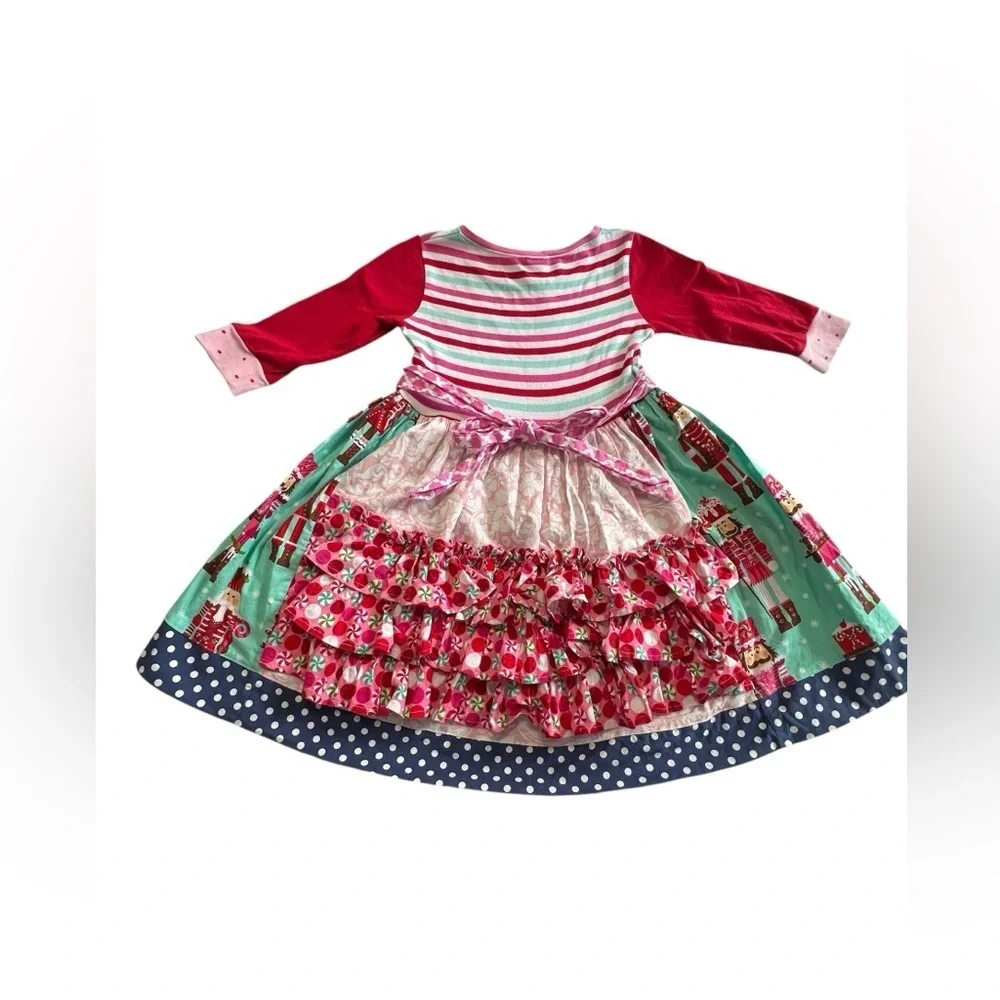 KPea Girls size 5T Christmas Ruffle Long Sleeve Nutcracker Dress